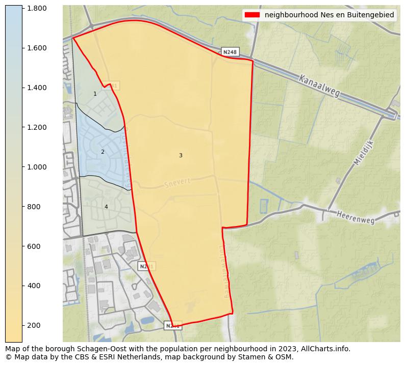 Map of the borough Schagen-Oost with the population per neighbourhood in 2023. This page shows a lot of information about residents (such as the distribution by age groups, family composition, gender, native or Dutch with an immigration background, ...), homes (numbers, types, price development, use, type of property, ...) and more (car ownership, energy consumption, ...) based on open data from the Dutch Central Bureau of Statistics and various other sources!