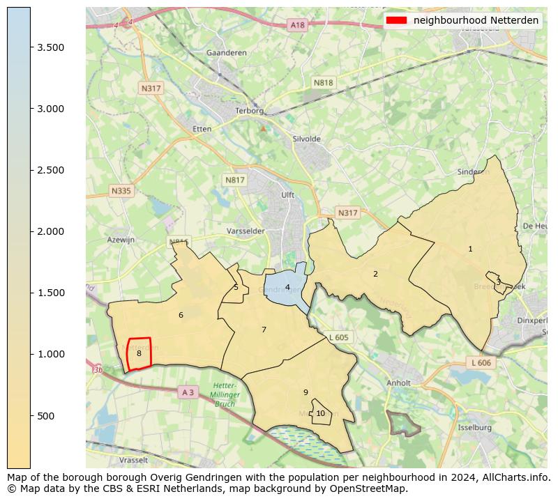 Image of the neighbourhood Netterden at the map. This image is used as introduction to this page. This page shows a lot of information about the population in the neighbourhood Netterden (such as the distribution by age groups of the residents, the composition of households, whether inhabitants are natives or Dutch with an immigration background, data about the houses (numbers, types, price development, use, type of property, ...) and more (car ownership, energy consumption, ...) based on open data from the Dutch Central Bureau of Statistics and various other sources!