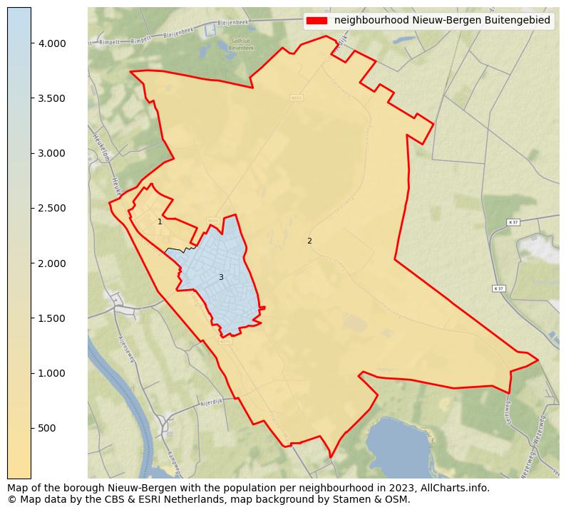 Map of the borough Nieuw-Bergen with the population per neighbourhood in 2021. This page shows a lot of information about residents (such as the distribution by age groups, family composition, gender, native or Dutch with an immigration background, ...), homes (numbers, types, price development, use, type of property, ...) and more (car ownership, energy consumption, ...) based on open data from the Dutch Central Bureau of Statistics and various other sources!