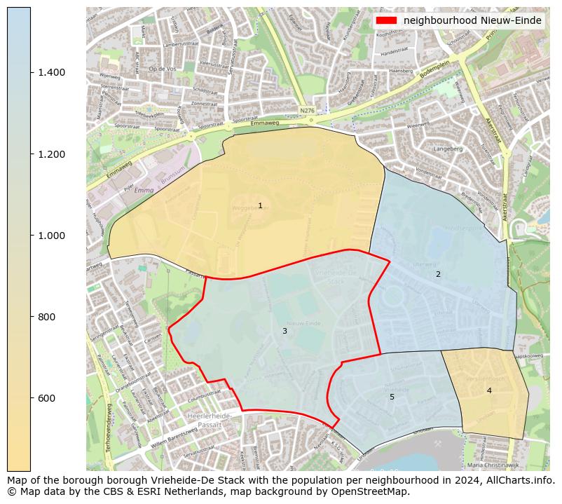 Image of the neighbourhood Nieuw-Einde at the map. This image is used as introduction to this page. This page shows a lot of information about the population in the neighbourhood Nieuw-Einde (such as the distribution by age groups of the residents, the composition of households, whether inhabitants are natives or Dutch with an immigration background, data about the houses (numbers, types, price development, use, type of property, ...) and more (car ownership, energy consumption, ...) based on open data from the Dutch Central Bureau of Statistics and various other sources!