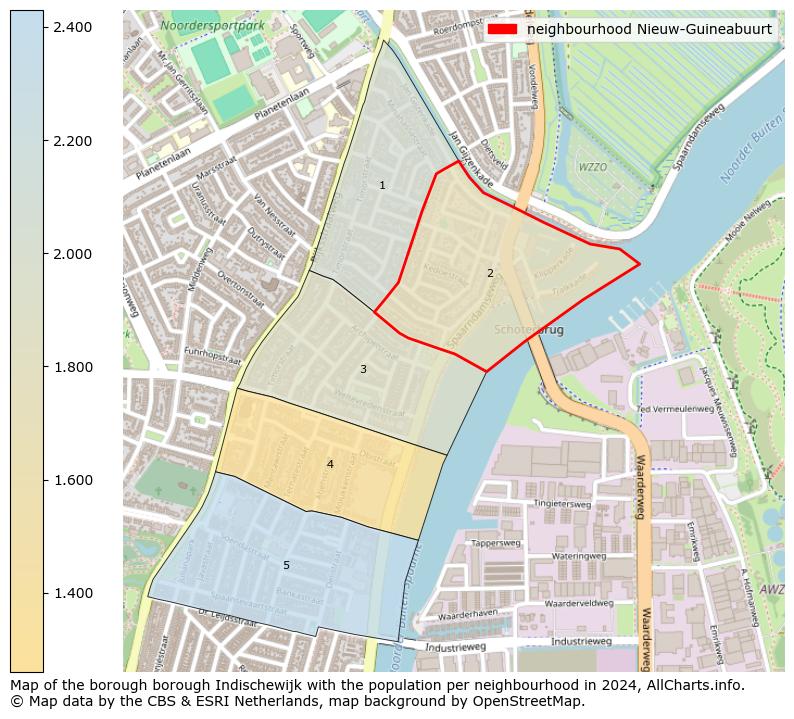 Image of the neighbourhood Nieuw-Guineabuurt at the map. This image is used as introduction to this page. This page shows a lot of information about the population in the neighbourhood Nieuw-Guineabuurt (such as the distribution by age groups of the residents, the composition of households, whether inhabitants are natives or Dutch with an immigration background, data about the houses (numbers, types, price development, use, type of property, ...) and more (car ownership, energy consumption, ...) based on open data from the Dutch Central Bureau of Statistics and various other sources!