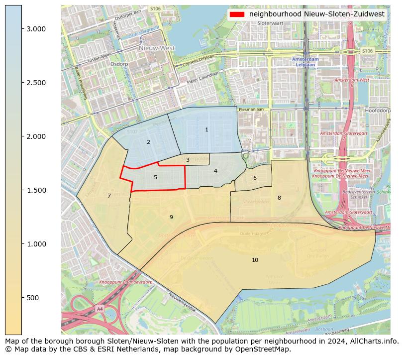 Image of the neighbourhood Nieuw-Sloten-Zuidwest at the map. This image is used as introduction to this page. This page shows a lot of information about the population in the neighbourhood Nieuw-Sloten-Zuidwest (such as the distribution by age groups of the residents, the composition of households, whether inhabitants are natives or Dutch with an immigration background, data about the houses (numbers, types, price development, use, type of property, ...) and more (car ownership, energy consumption, ...) based on open data from the Dutch Central Bureau of Statistics and various other sources!