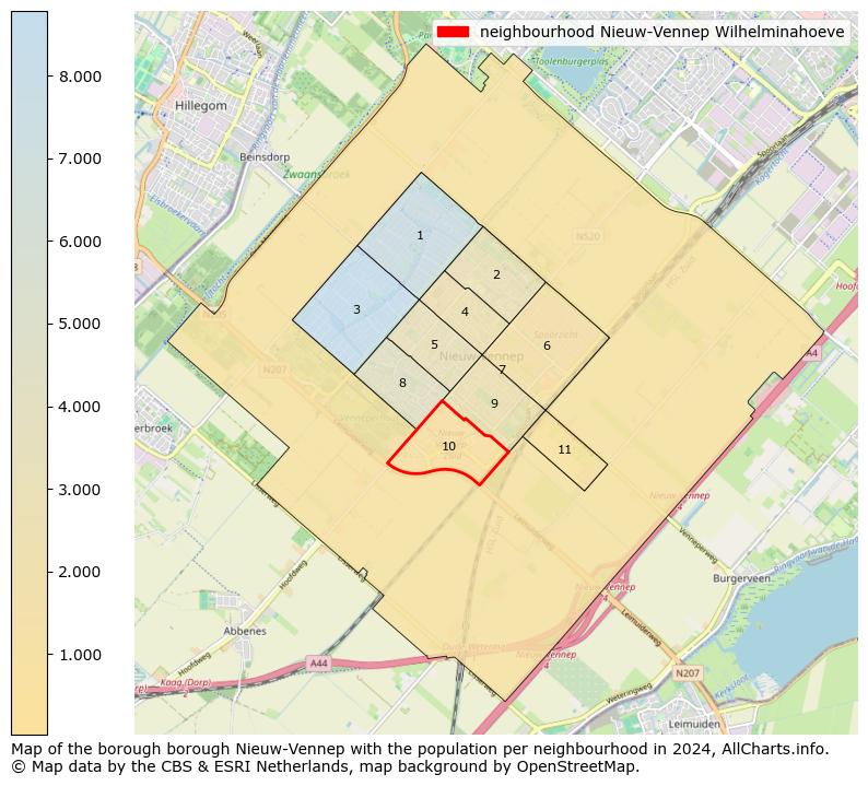 Image of the neighbourhood Nieuw-Vennep Wilhelminahoeve at the map. This image is used as introduction to this page. This page shows a lot of information about the population in the neighbourhood Nieuw-Vennep Wilhelminahoeve (such as the distribution by age groups of the residents, the composition of households, whether inhabitants are natives or Dutch with an immigration background, data about the houses (numbers, types, price development, use, type of property, ...) and more (car ownership, energy consumption, ...) based on open data from the Dutch Central Bureau of Statistics and various other sources!