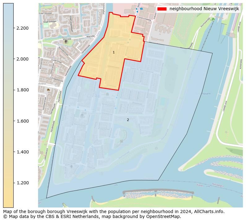 Image of the neighbourhood Nieuw Vreeswijk at the map. This image is used as introduction to this page. This page shows a lot of information about the population in the neighbourhood Nieuw Vreeswijk (such as the distribution by age groups of the residents, the composition of households, whether inhabitants are natives or Dutch with an immigration background, data about the houses (numbers, types, price development, use, type of property, ...) and more (car ownership, energy consumption, ...) based on open data from the Dutch Central Bureau of Statistics and various other sources!