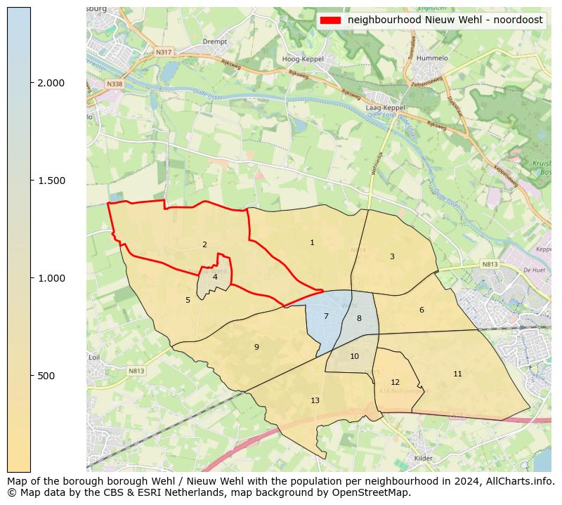 Image of the neighbourhood Nieuw Wehl - noordoost at the map. This image is used as introduction to this page. This page shows a lot of information about the population in the neighbourhood Nieuw Wehl - noordoost (such as the distribution by age groups of the residents, the composition of households, whether inhabitants are natives or Dutch with an immigration background, data about the houses (numbers, types, price development, use, type of property, ...) and more (car ownership, energy consumption, ...) based on open data from the Dutch Central Bureau of Statistics and various other sources!