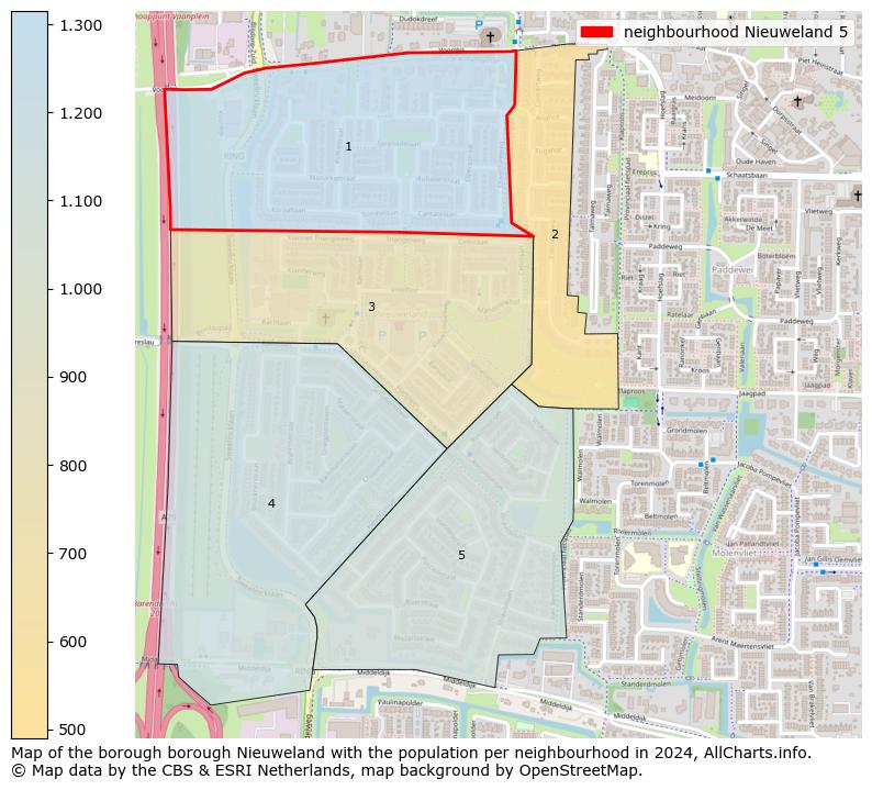 Image of the neighbourhood Nieuweland 5 at the map. This image is used as introduction to this page. This page shows a lot of information about the population in the neighbourhood Nieuweland 5 (such as the distribution by age groups of the residents, the composition of households, whether inhabitants are natives or Dutch with an immigration background, data about the houses (numbers, types, price development, use, type of property, ...) and more (car ownership, energy consumption, ...) based on open data from the Dutch Central Bureau of Statistics and various other sources!