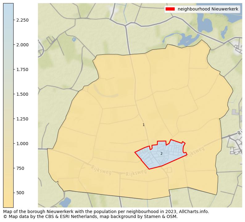 Map of the borough Nieuwerkerk with the population per neighbourhood in 2023. This page shows a lot of information about residents (such as the distribution by age groups, family composition, gender, native or Dutch with an immigration background, ...), homes (numbers, types, price development, use, type of property, ...) and more (car ownership, energy consumption, ...) based on open data from the Dutch Central Bureau of Statistics and various other sources!