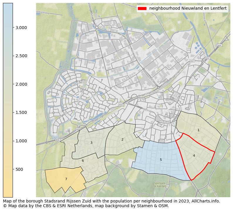 Map of the borough Stadsrand Rijssen Zuid with the population per neighbourhood in 2023. This page shows a lot of information about residents (such as the distribution by age groups, family composition, gender, native or Dutch with an immigration background, ...), homes (numbers, types, price development, use, type of property, ...) and more (car ownership, energy consumption, ...) based on open data from the Dutch Central Bureau of Statistics and various other sources!