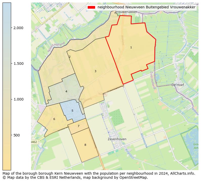 Image of the neighbourhood Nieuwveen Buitengebied Vrouwenakker at the map. This image is used as introduction to this page. This page shows a lot of information about the population in the neighbourhood Nieuwveen Buitengebied Vrouwenakker (such as the distribution by age groups of the residents, the composition of households, whether inhabitants are natives or Dutch with an immigration background, data about the houses (numbers, types, price development, use, type of property, ...) and more (car ownership, energy consumption, ...) based on open data from the Dutch Central Bureau of Statistics and various other sources!