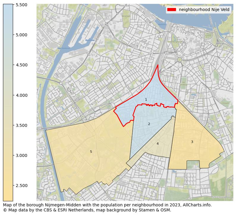 Map of the borough Nijmegen-Midden with the population per neighbourhood in 2023. This page shows a lot of information about residents (such as the distribution by age groups, family composition, gender, native or Dutch with an immigration background, ...), homes (numbers, types, price development, use, type of property, ...) and more (car ownership, energy consumption, ...) based on open data from the Dutch Central Bureau of Statistics and various other sources!