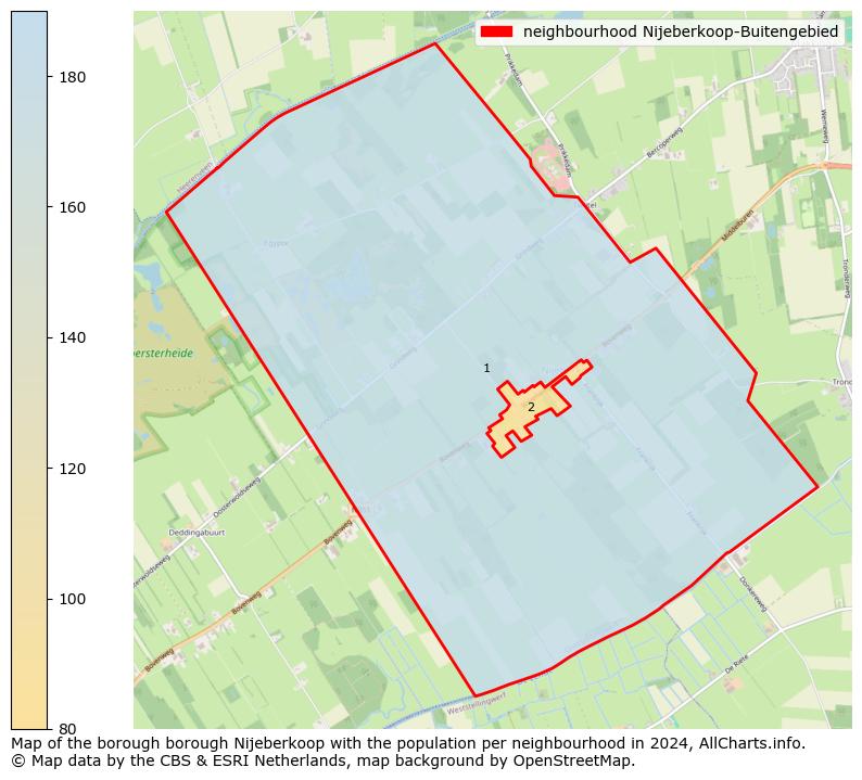 Image of the neighbourhood Nijeberkoop-Buitengebied at the map. This image is used as introduction to this page. This page shows a lot of information about the population in the neighbourhood Nijeberkoop-Buitengebied (such as the distribution by age groups of the residents, the composition of households, whether inhabitants are natives or Dutch with an immigration background, data about the houses (numbers, types, price development, use, type of property, ...) and more (car ownership, energy consumption, ...) based on open data from the Dutch Central Bureau of Statistics and various other sources!