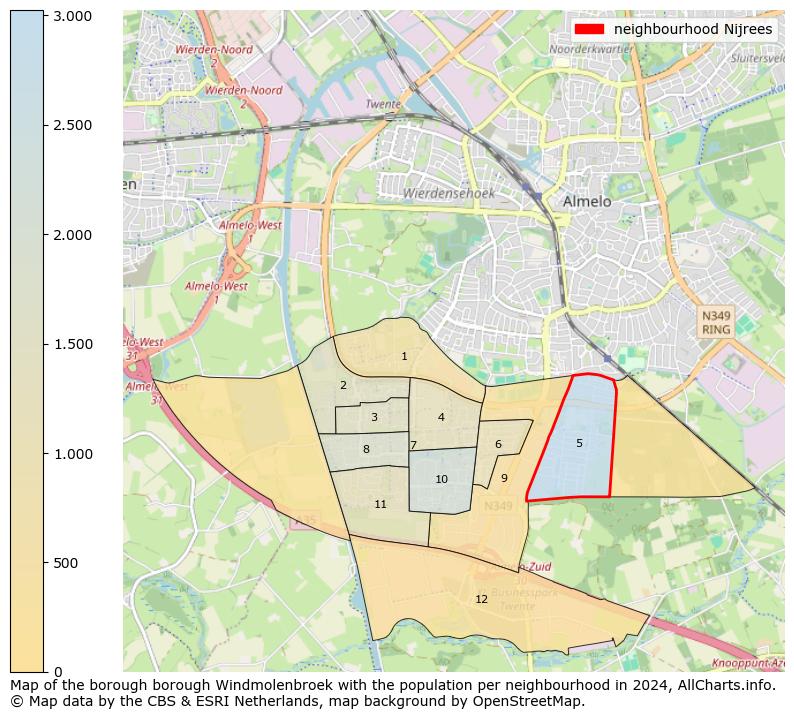 Image of the neighbourhood Nijrees at the map. This image is used as introduction to this page. This page shows a lot of information about the population in the neighbourhood Nijrees (such as the distribution by age groups of the residents, the composition of households, whether inhabitants are natives or Dutch with an immigration background, data about the houses (numbers, types, price development, use, type of property, ...) and more (car ownership, energy consumption, ...) based on open data from the Dutch Central Bureau of Statistics and various other sources!