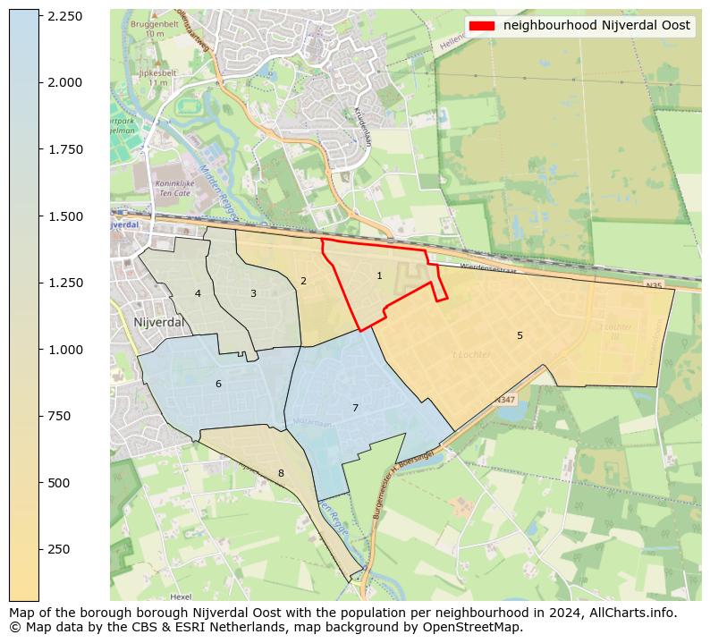 Image of the neighbourhood Nijverdal Oost at the map. This image is used as introduction to this page. This page shows a lot of information about the population in the neighbourhood Nijverdal Oost (such as the distribution by age groups of the residents, the composition of households, whether inhabitants are natives or Dutch with an immigration background, data about the houses (numbers, types, price development, use, type of property, ...) and more (car ownership, energy consumption, ...) based on open data from the Dutch Central Bureau of Statistics and various other sources!