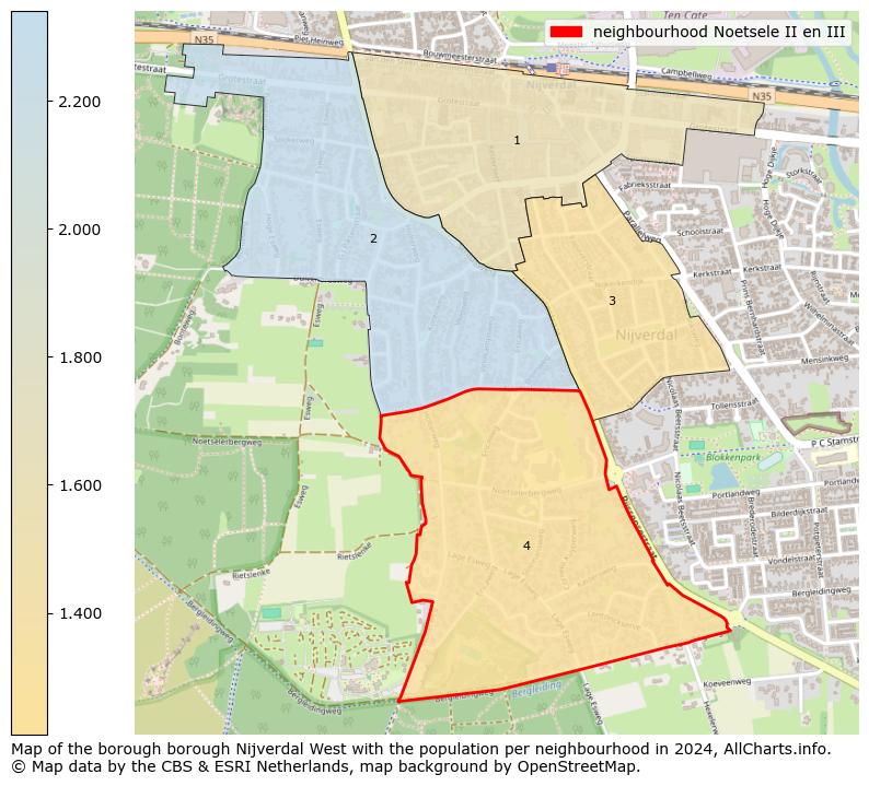 Image of the neighbourhood Noetsele II en III at the map. This image is used as introduction to this page. This page shows a lot of information about the population in the neighbourhood Noetsele II en III (such as the distribution by age groups of the residents, the composition of households, whether inhabitants are natives or Dutch with an immigration background, data about the houses (numbers, types, price development, use, type of property, ...) and more (car ownership, energy consumption, ...) based on open data from the Dutch Central Bureau of Statistics and various other sources!