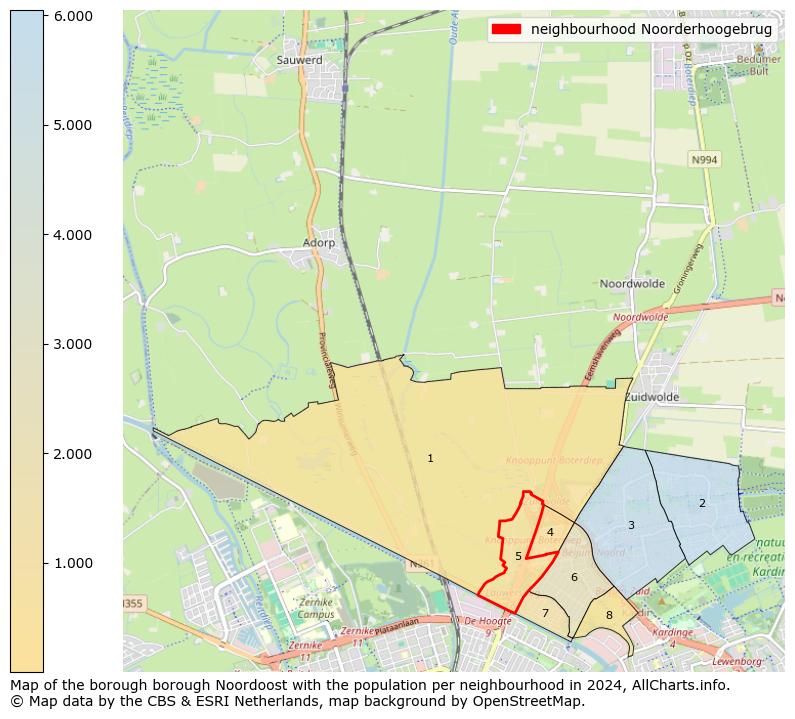 Image of the neighbourhood Noorderhoogebrug at the map. This image is used as introduction to this page. This page shows a lot of information about the population in the neighbourhood Noorderhoogebrug (such as the distribution by age groups of the residents, the composition of households, whether inhabitants are natives or Dutch with an immigration background, data about the houses (numbers, types, price development, use, type of property, ...) and more (car ownership, energy consumption, ...) based on open data from the Dutch Central Bureau of Statistics and various other sources!