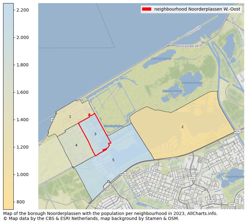 Map of the borough Noorderplassen with the population per neighbourhood in 2023. This page shows a lot of information about residents (such as the distribution by age groups, family composition, gender, native or Dutch with an immigration background, ...), homes (numbers, types, price development, use, type of property, ...) and more (car ownership, energy consumption, ...) based on open data from the Dutch Central Bureau of Statistics and various other sources!