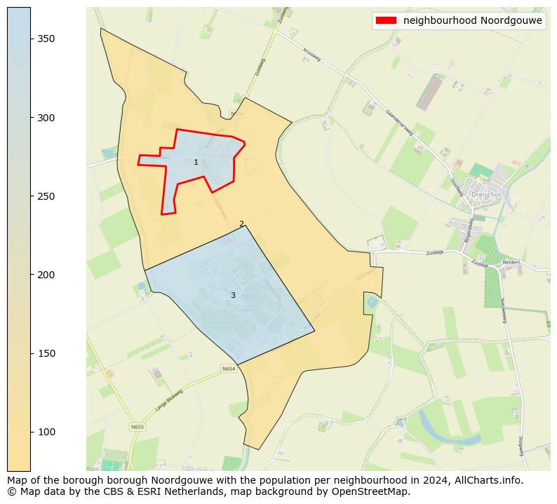 Image of the neighbourhood Noordgouwe at the map. This image is used as introduction to this page. This page shows a lot of information about the population in the neighbourhood Noordgouwe (such as the distribution by age groups of the residents, the composition of households, whether inhabitants are natives or Dutch with an immigration background, data about the houses (numbers, types, price development, use, type of property, ...) and more (car ownership, energy consumption, ...) based on open data from the Dutch Central Bureau of Statistics and various other sources!