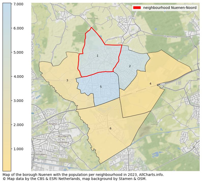 Map of the borough Nuenen with the population per neighbourhood in 2023. This page shows a lot of information about residents (such as the distribution by age groups, family composition, gender, native or Dutch with an immigration background, ...), homes (numbers, types, price development, use, type of property, ...) and more (car ownership, energy consumption, ...) based on open data from the Dutch Central Bureau of Statistics and various other sources!
