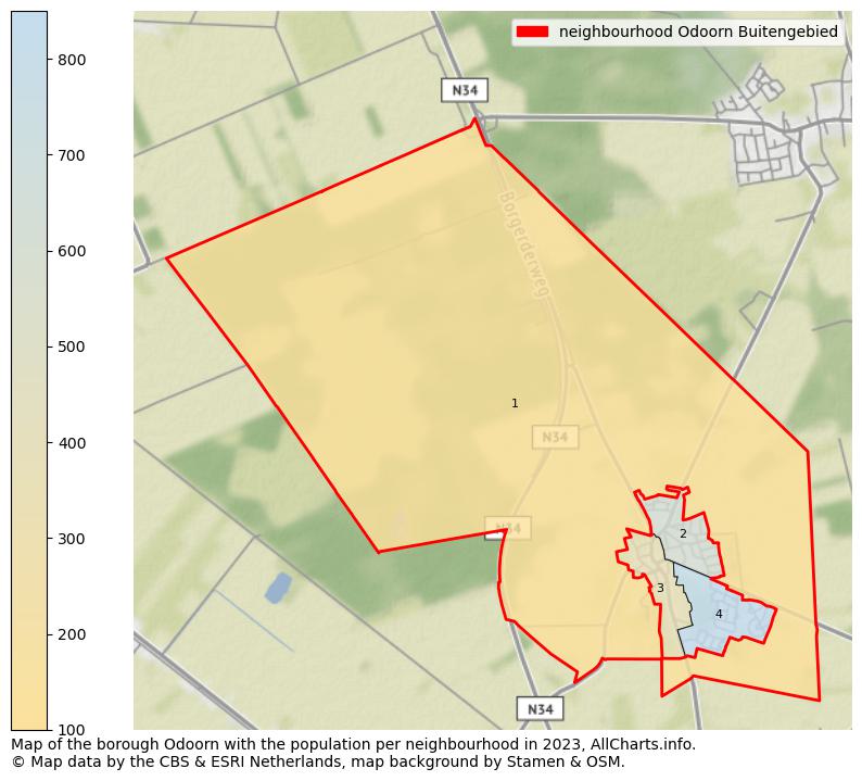 Map of the borough Odoorn with the population per neighbourhood in 2023. This page shows a lot of information about residents (such as the distribution by age groups, family composition, gender, native or Dutch with an immigration background, ...), homes (numbers, types, price development, use, type of property, ...) and more (car ownership, energy consumption, ...) based on open data from the Dutch Central Bureau of Statistics and various other sources!