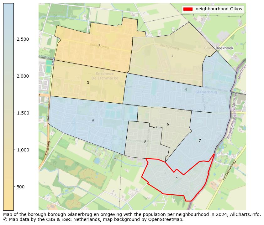 Image of the neighbourhood Oikos at the map. This image is used as introduction to this page. This page shows a lot of information about the population in the neighbourhood Oikos (such as the distribution by age groups of the residents, the composition of households, whether inhabitants are natives or Dutch with an immigration background, data about the houses (numbers, types, price development, use, type of property, ...) and more (car ownership, energy consumption, ...) based on open data from the Dutch Central Bureau of Statistics and various other sources!