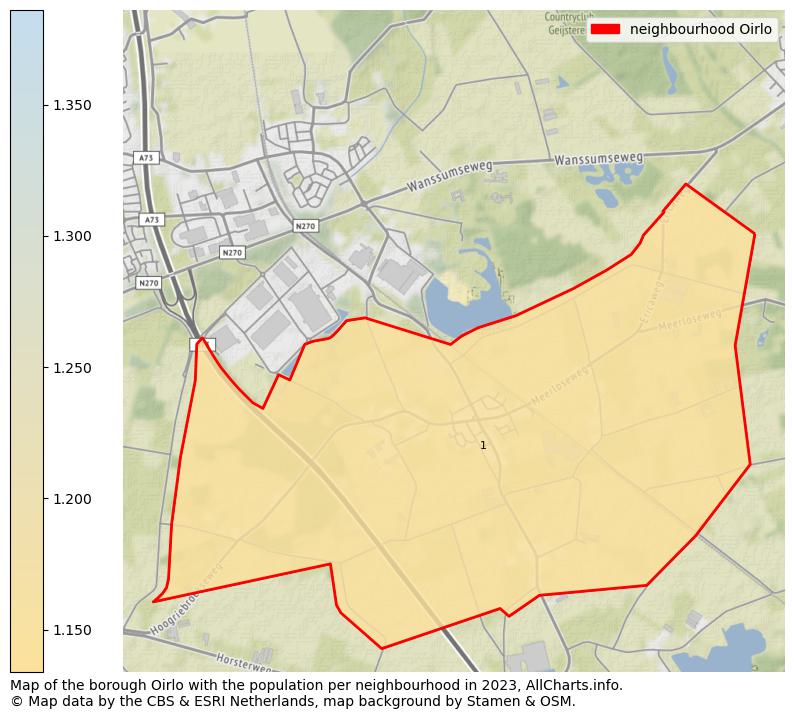 Map of the borough Oirlo with the population per neighbourhood in 2023. This page shows a lot of information about residents (such as the distribution by age groups, family composition, gender, native or Dutch with an immigration background, ...), homes (numbers, types, price development, use, type of property, ...) and more (car ownership, energy consumption, ...) based on open data from the Dutch Central Bureau of Statistics and various other sources!