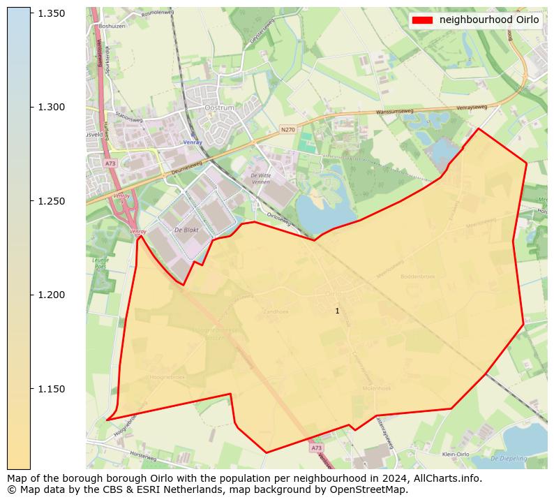 Image of the neighbourhood Oirlo at the map. This image is used as introduction to this page. This page shows a lot of information about the population in the neighbourhood Oirlo (such as the distribution by age groups of the residents, the composition of households, whether inhabitants are natives or Dutch with an immigration background, data about the houses (numbers, types, price development, use, type of property, ...) and more (car ownership, energy consumption, ...) based on open data from the Dutch Central Bureau of Statistics and various other sources!