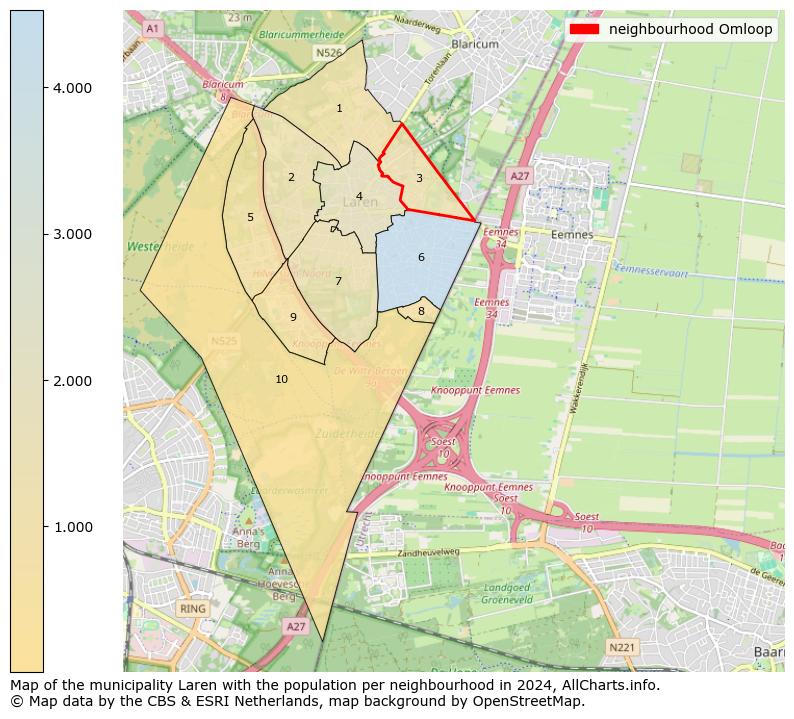 Image of the neighbourhood Omloop at the map. This image is used as introduction to this page. This page shows a lot of information about the population in the neighbourhood Omloop (such as the distribution by age groups of the residents, the composition of households, whether inhabitants are natives or Dutch with an immigration background, data about the houses (numbers, types, price development, use, type of property, ...) and more (car ownership, energy consumption, ...) based on open data from the Dutch Central Bureau of Statistics and various other sources!