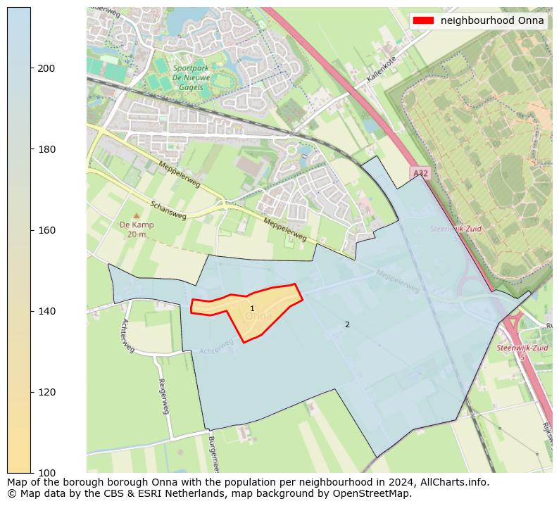 Image of the neighbourhood Onna at the map. This image is used as introduction to this page. This page shows a lot of information about the population in the neighbourhood Onna (such as the distribution by age groups of the residents, the composition of households, whether inhabitants are natives or Dutch with an immigration background, data about the houses (numbers, types, price development, use, type of property, ...) and more (car ownership, energy consumption, ...) based on open data from the Dutch Central Bureau of Statistics and various other sources!