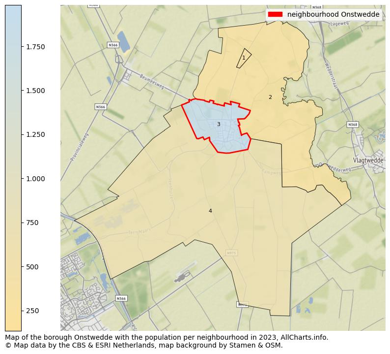 Map of the borough Onstwedde with the population per neighbourhood in 2022. This page shows a lot of information about residents (such as the distribution by age groups, family composition, gender, native or Dutch with an immigration background, ...), homes (numbers, types, price development, use, type of property, ...) and more (car ownership, energy consumption, ...) based on open data from the Dutch Central Bureau of Statistics and various other sources!