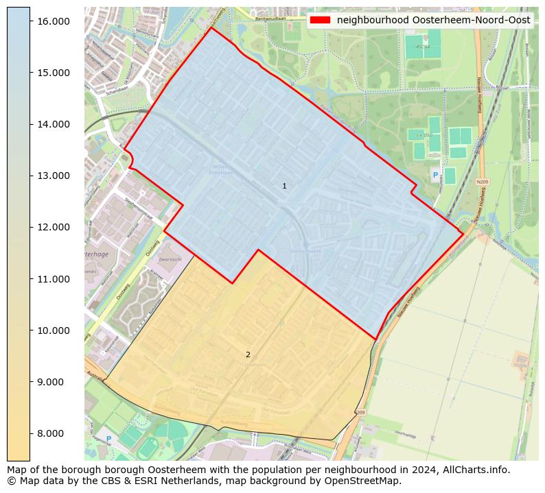 Image of the neighbourhood Oosterheem-Noord-Oost at the map. This image is used as introduction to this page. This page shows a lot of information about the population in the neighbourhood Oosterheem-Noord-Oost (such as the distribution by age groups of the residents, the composition of households, whether inhabitants are natives or Dutch with an immigration background, data about the houses (numbers, types, price development, use, type of property, ...) and more (car ownership, energy consumption, ...) based on open data from the Dutch Central Bureau of Statistics and various other sources!