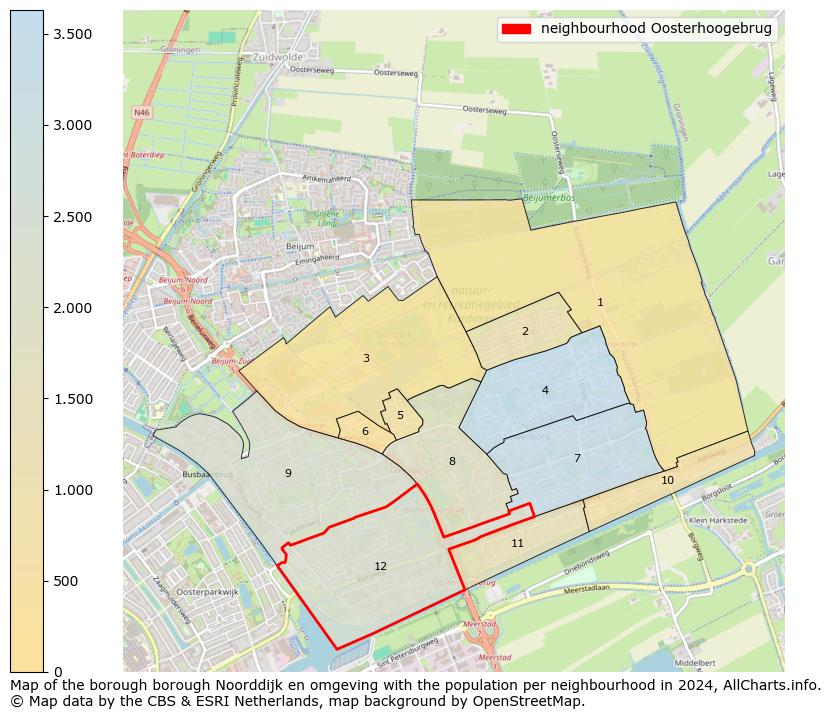 Image of the neighbourhood Oosterhoogebrug at the map. This image is used as introduction to this page. This page shows a lot of information about the population in the neighbourhood Oosterhoogebrug (such as the distribution by age groups of the residents, the composition of households, whether inhabitants are natives or Dutch with an immigration background, data about the houses (numbers, types, price development, use, type of property, ...) and more (car ownership, energy consumption, ...) based on open data from the Dutch Central Bureau of Statistics and various other sources!