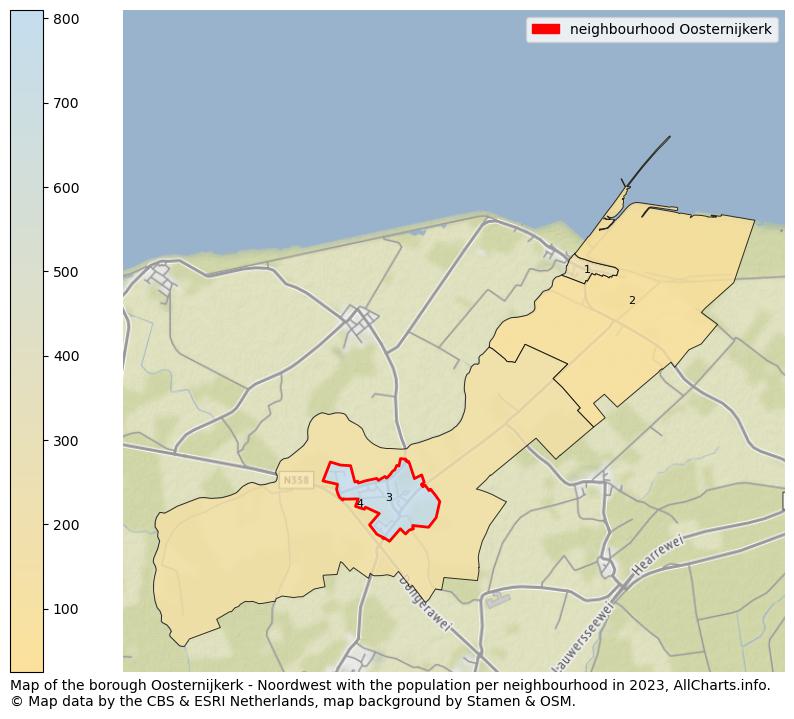 Map of the borough Oosternijkerk - Noordwest with the population per neighbourhood in 2023. This page shows a lot of information about residents (such as the distribution by age groups, family composition, gender, native or Dutch with an immigration background, ...), homes (numbers, types, price development, use, type of property, ...) and more (car ownership, energy consumption, ...) based on open data from the Dutch Central Bureau of Statistics and various other sources!