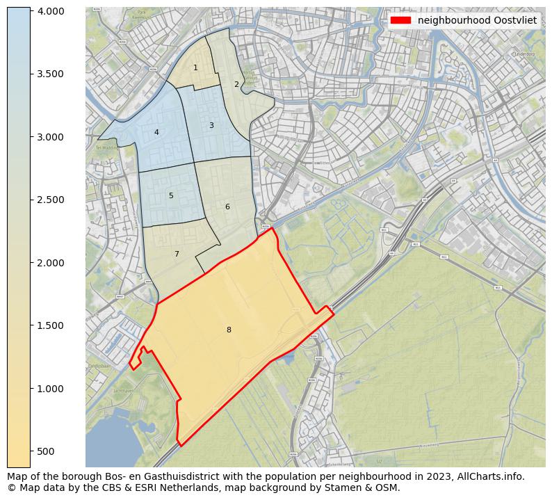 Map of the borough Bos- en Gasthuisdistrict with the population per neighbourhood in 2023. This page shows a lot of information about residents (such as the distribution by age groups, family composition, gender, native or Dutch with an immigration background, ...), homes (numbers, types, price development, use, type of property, ...) and more (car ownership, energy consumption, ...) based on open data from the Dutch Central Bureau of Statistics and various other sources!