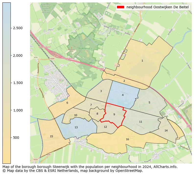 Image of the neighbourhood Oostwijken De Beitel at the map. This image is used as introduction to this page. This page shows a lot of information about the population in the neighbourhood Oostwijken De Beitel (such as the distribution by age groups of the residents, the composition of households, whether inhabitants are natives or Dutch with an immigration background, data about the houses (numbers, types, price development, use, type of property, ...) and more (car ownership, energy consumption, ...) based on open data from the Dutch Central Bureau of Statistics and various other sources!