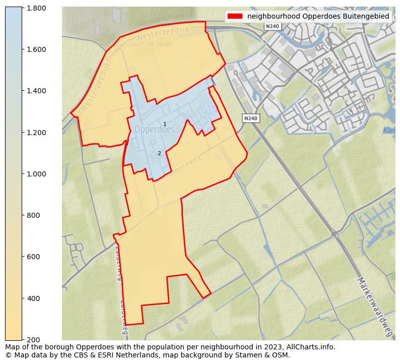 Map of the borough Opperdoes with the population per neighbourhood in 2023. This page shows a lot of information about residents (such as the distribution by age groups, family composition, gender, native or Dutch with an immigration background, ...), homes (numbers, types, price development, use, type of property, ...) and more (car ownership, energy consumption, ...) based on open data from the Dutch Central Bureau of Statistics and various other sources!
