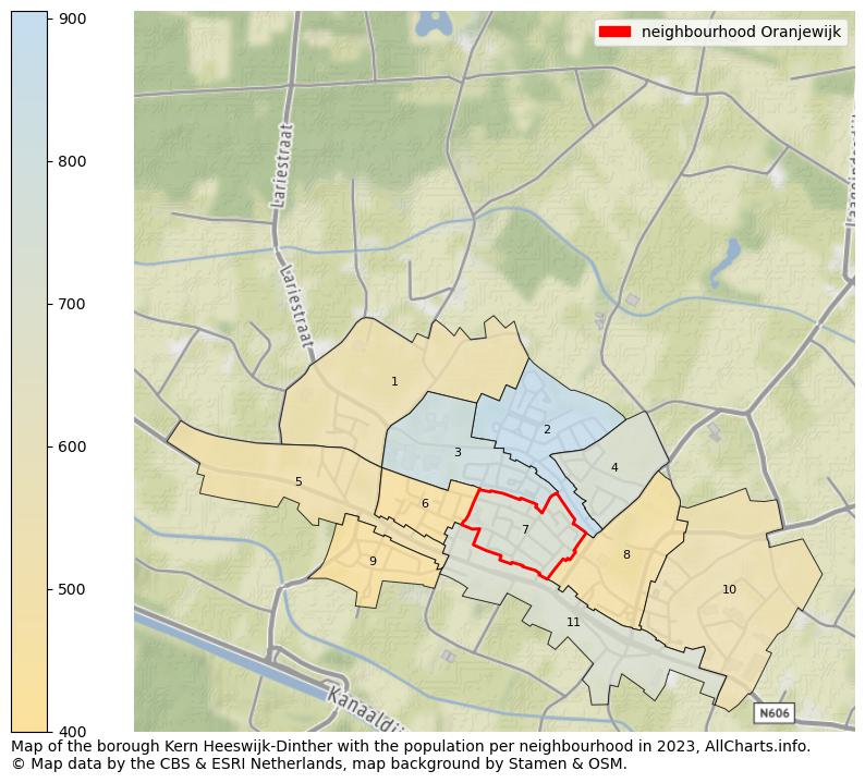 Map of the borough Kern Heeswijk-Dinther with the population per neighbourhood in 2023. This page shows a lot of information about residents (such as the distribution by age groups, family composition, gender, native or Dutch with an immigration background, ...), homes (numbers, types, price development, use, type of property, ...) and more (car ownership, energy consumption, ...) based on open data from the Dutch Central Bureau of Statistics and various other sources!