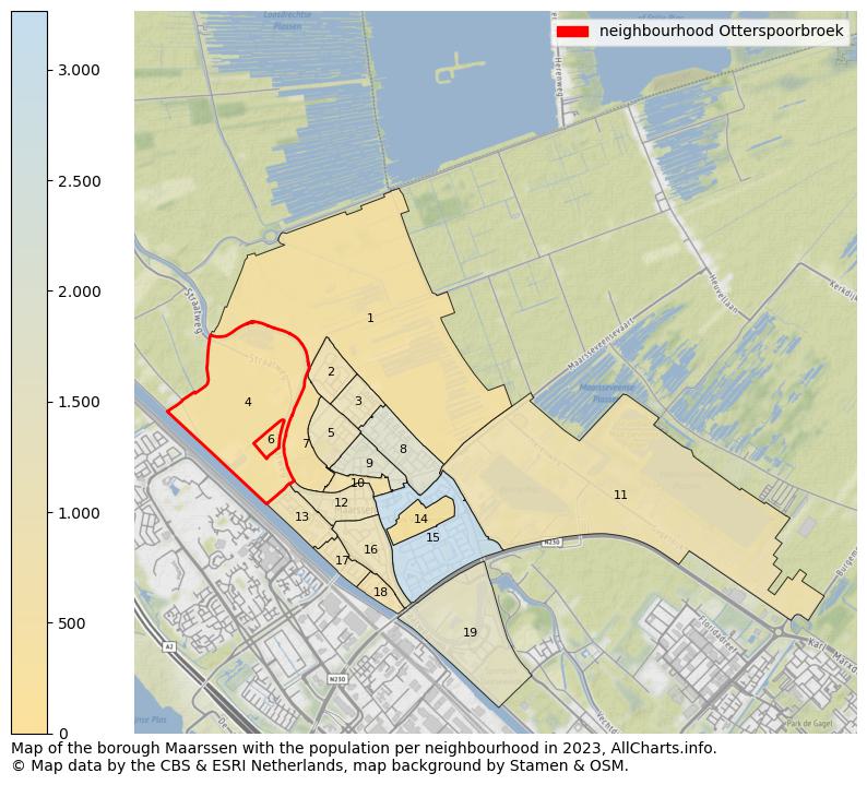 Map of the borough Maarssen with the population per neighbourhood in 2023. This page shows a lot of information about residents (such as the distribution by age groups, family composition, gender, native or Dutch with an immigration background, ...), homes (numbers, types, price development, use, type of property, ...) and more (car ownership, energy consumption, ...) based on open data from the Dutch Central Bureau of Statistics and various other sources!