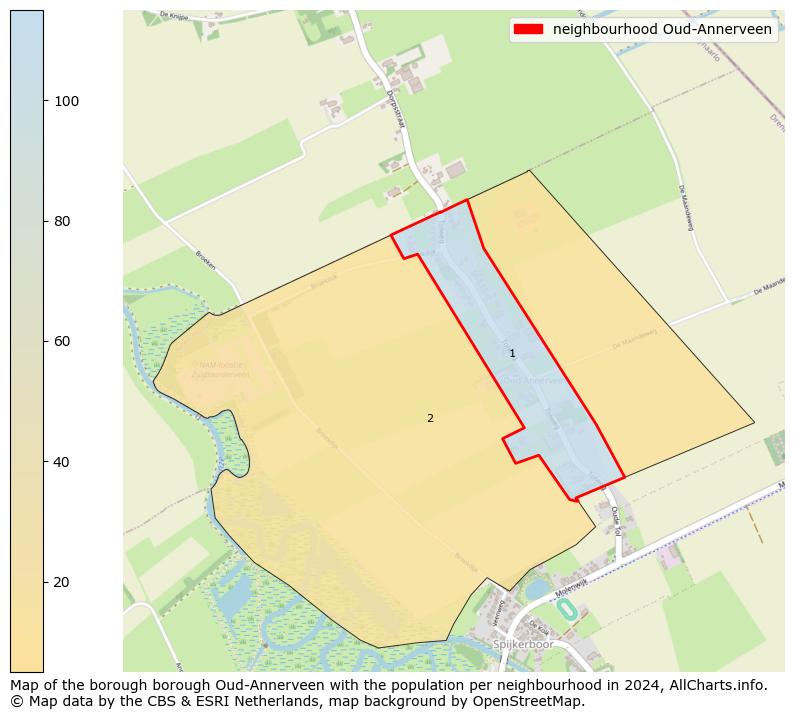 Image of the neighbourhood Oud-Annerveen at the map. This image is used as introduction to this page. This page shows a lot of information about the population in the neighbourhood Oud-Annerveen (such as the distribution by age groups of the residents, the composition of households, whether inhabitants are natives or Dutch with an immigration background, data about the houses (numbers, types, price development, use, type of property, ...) and more (car ownership, energy consumption, ...) based on open data from the Dutch Central Bureau of Statistics and various other sources!