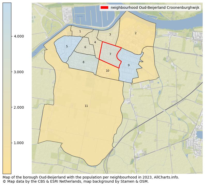 Map of the borough Oud-Beijerland with the population per neighbourhood in 2023. This page shows a lot of information about residents (such as the distribution by age groups, family composition, gender, native or Dutch with an immigration background, ...), homes (numbers, types, price development, use, type of property, ...) and more (car ownership, energy consumption, ...) based on open data from the Dutch Central Bureau of Statistics and various other sources!