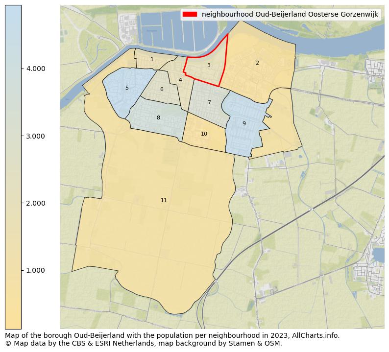 Map of the borough Oud-Beijerland with the population per neighbourhood in 2023. This page shows a lot of information about residents (such as the distribution by age groups, family composition, gender, native or Dutch with an immigration background, ...), homes (numbers, types, price development, use, type of property, ...) and more (car ownership, energy consumption, ...) based on open data from the Dutch Central Bureau of Statistics and various other sources!