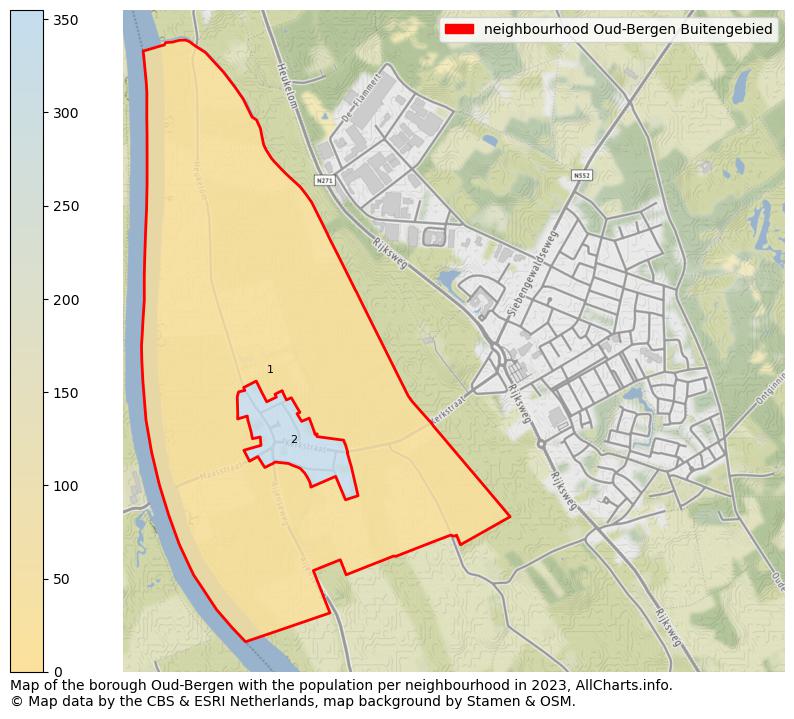 Map of the borough Oud-Bergen with the population per neighbourhood in 2021. This page shows a lot of information about residents (such as the distribution by age groups, family composition, gender, native or Dutch with an immigration background, ...), homes (numbers, types, price development, use, type of property, ...) and more (car ownership, energy consumption, ...) based on open data from the Dutch Central Bureau of Statistics and various other sources!