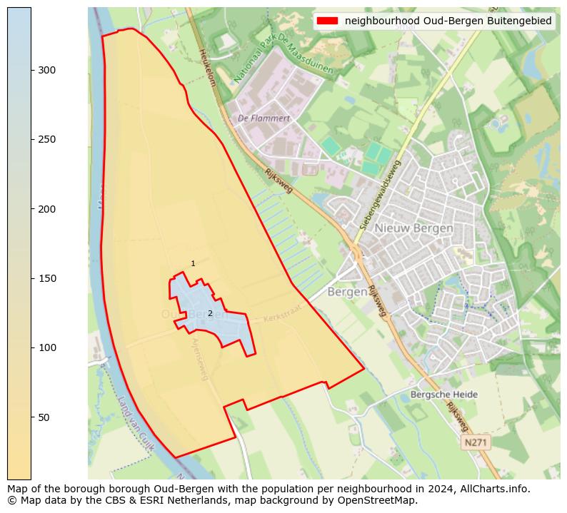 Image of the neighbourhood Oud-Bergen Buitengebied at the map. This image is used as introduction to this page. This page shows a lot of information about the population in the neighbourhood Oud-Bergen Buitengebied (such as the distribution by age groups of the residents, the composition of households, whether inhabitants are natives or Dutch with an immigration background, data about the houses (numbers, types, price development, use, type of property, ...) and more (car ownership, energy consumption, ...) based on open data from the Dutch Central Bureau of Statistics and various other sources!