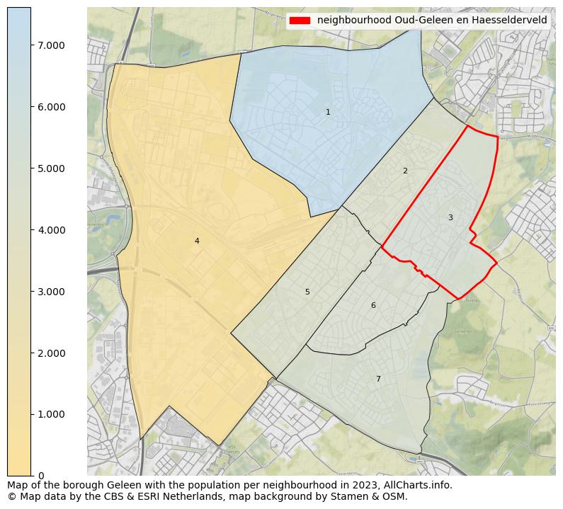 Map of the borough Geleen with the population per neighbourhood in 2023. This page shows a lot of information about residents (such as the distribution by age groups, family composition, gender, native or Dutch with an immigration background, ...), homes (numbers, types, price development, use, type of property, ...) and more (car ownership, energy consumption, ...) based on open data from the Dutch Central Bureau of Statistics and various other sources!