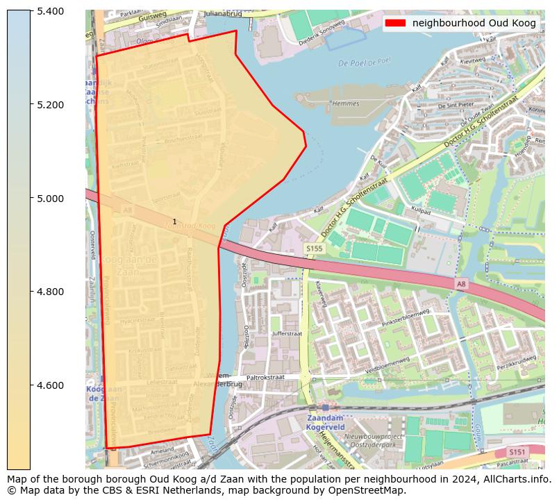 Image of the neighbourhood Oud Koog at the map. This image is used as introduction to this page. This page shows a lot of information about the population in the neighbourhood Oud Koog (such as the distribution by age groups of the residents, the composition of households, whether inhabitants are natives or Dutch with an immigration background, data about the houses (numbers, types, price development, use, type of property, ...) and more (car ownership, energy consumption, ...) based on open data from the Dutch Central Bureau of Statistics and various other sources!