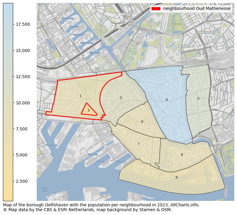 Map of the borough Delfshaven with the population per neighbourhood in 2023. This page shows a lot of information about residents (such as the distribution by age groups, family composition, gender, native or Dutch with an immigration background, ...), homes (numbers, types, price development, use, type of property, ...) and more (car ownership, energy consumption, ...) based on open data from the Dutch Central Bureau of Statistics and various other sources!