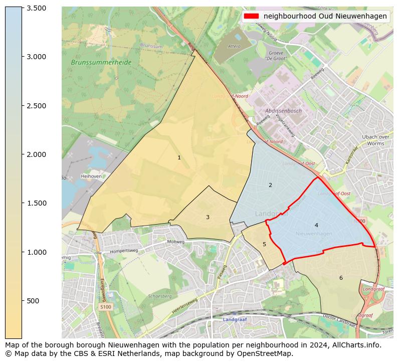 Image of the neighbourhood Oud Nieuwenhagen at the map. This image is used as introduction to this page. This page shows a lot of information about the population in the neighbourhood Oud Nieuwenhagen (such as the distribution by age groups of the residents, the composition of households, whether inhabitants are natives or Dutch with an immigration background, data about the houses (numbers, types, price development, use, type of property, ...) and more (car ownership, energy consumption, ...) based on open data from the Dutch Central Bureau of Statistics and various other sources!