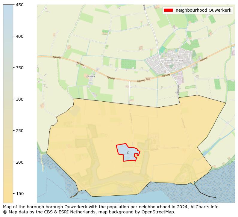 Image of the neighbourhood Ouwerkerk at the map. This image is used as introduction to this page. This page shows a lot of information about the population in the neighbourhood Ouwerkerk (such as the distribution by age groups of the residents, the composition of households, whether inhabitants are natives or Dutch with an immigration background, data about the houses (numbers, types, price development, use, type of property, ...) and more (car ownership, energy consumption, ...) based on open data from the Dutch Central Bureau of Statistics and various other sources!