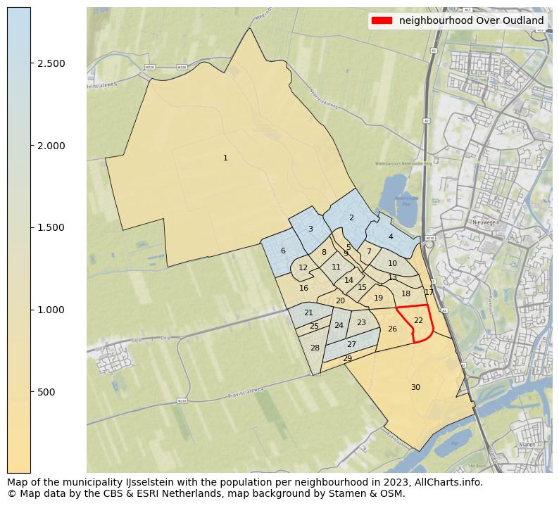 Map of the municipality IJsselstein with the population per neighbourhood in 2022. This page shows a lot of information about residents (such as the distribution by age groups, family composition, gender, native or Dutch with an immigration background, ...), homes (numbers, types, price development, use, type of property, ...) and more (car ownership, energy consumption, ...) based on open data from the Dutch Central Bureau of Statistics and various other sources!