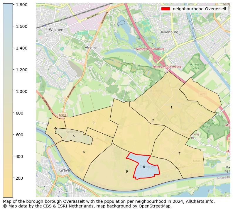 Image of the neighbourhood Overasselt at the map. This image is used as introduction to this page. This page shows a lot of information about the population in the neighbourhood Overasselt (such as the distribution by age groups of the residents, the composition of households, whether inhabitants are natives or Dutch with an immigration background, data about the houses (numbers, types, price development, use, type of property, ...) and more (car ownership, energy consumption, ...) based on open data from the Dutch Central Bureau of Statistics and various other sources!