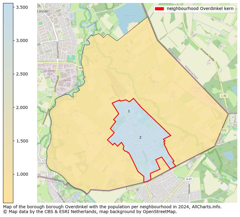 Image of the neighbourhood Overdinkel kern at the map. This image is used as introduction to this page. This page shows a lot of information about the population in the neighbourhood Overdinkel kern (such as the distribution by age groups of the residents, the composition of households, whether inhabitants are natives or Dutch with an immigration background, data about the houses (numbers, types, price development, use, type of property, ...) and more (car ownership, energy consumption, ...) based on open data from the Dutch Central Bureau of Statistics and various other sources!